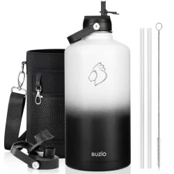 Buzio Duet Series Gallon Bottle with 2 Lids and Sleeve 3.8L - Black White